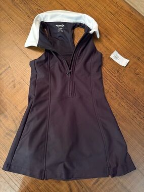 Old Navy Black Dress with White Hood Trim